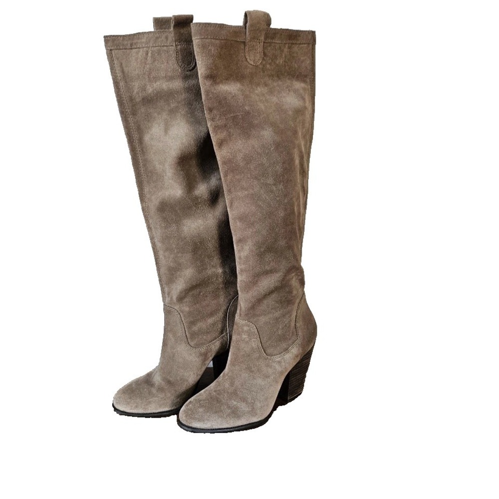 Vince Camuto‎ Braden Suede Slouch Knee High Boots Block Heel Taupe Size 6B/36